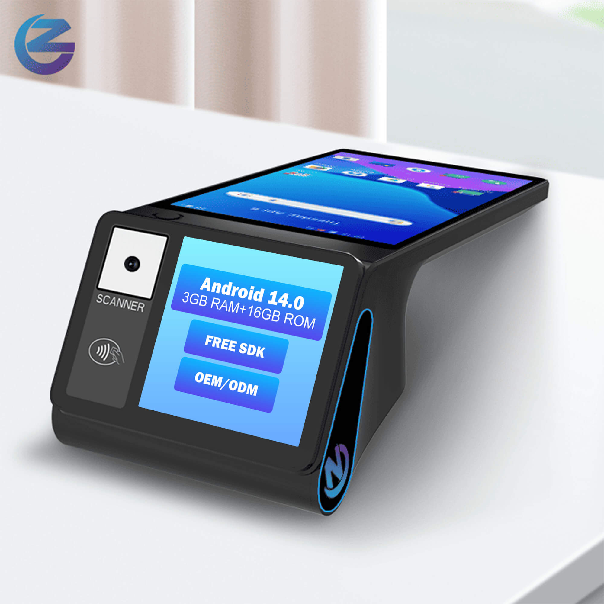 Pos Terminal Android - Android 14.0 デュアルスクリーン 8インチ 3GB+16GB/32GB ハンドヘルドPOSシステム