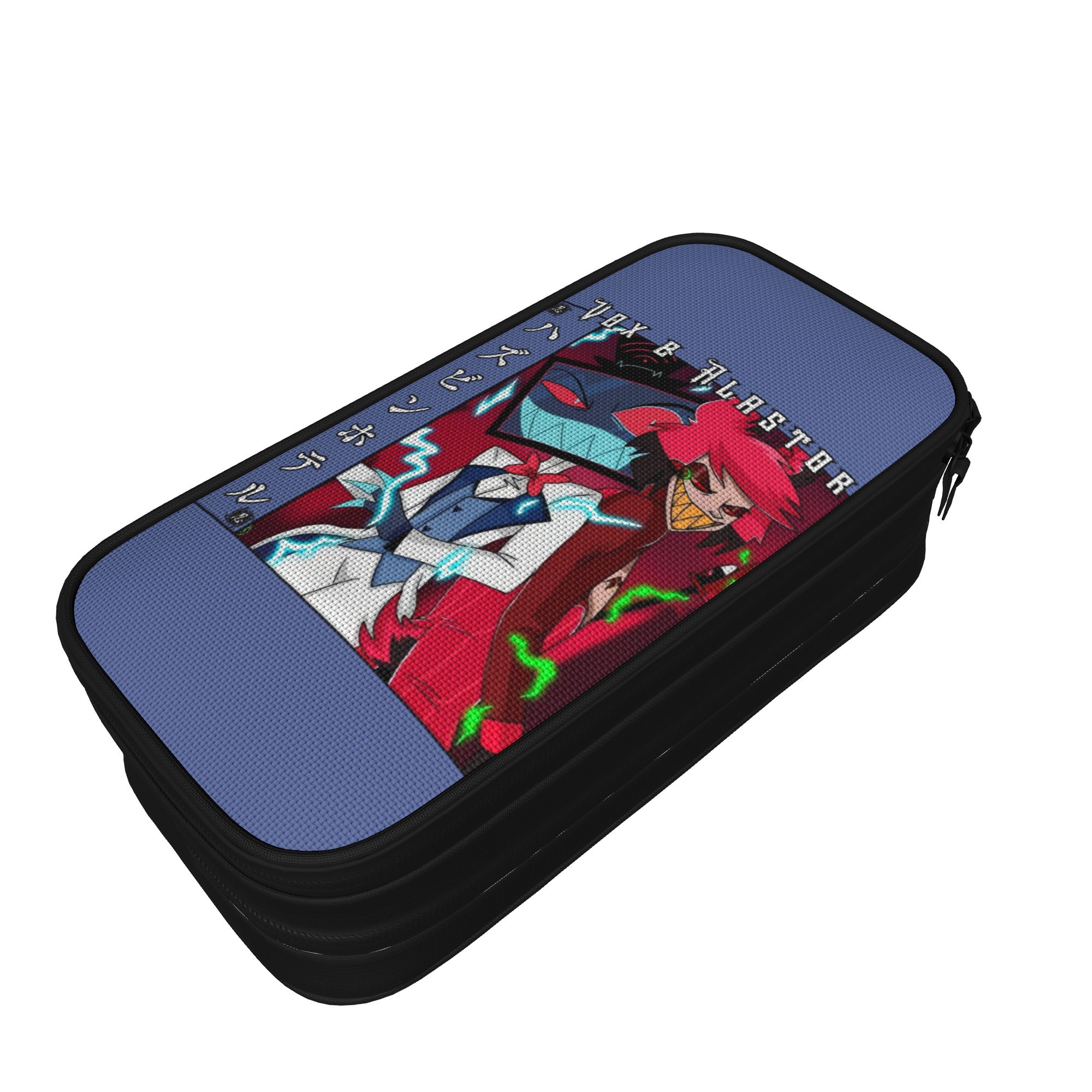 Office Tech Bag - Radiostatic Vox Alastor にインスパイアされたファンレトロテックデーモンペンケースファッションバッグ学生大容量オフィスジッパーペンケース