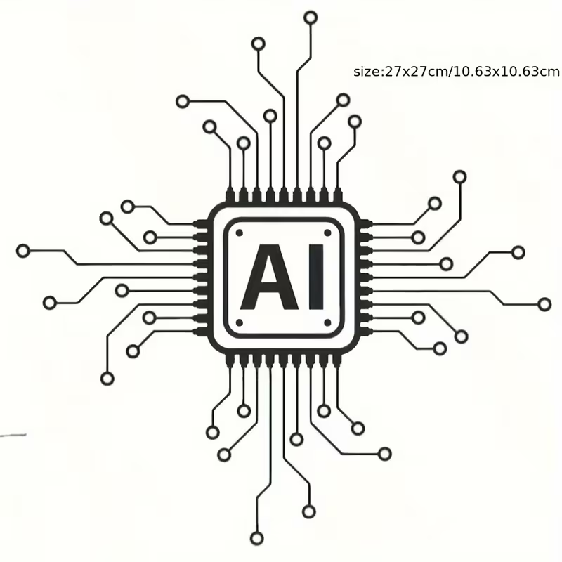 Tech Office Wallpaper - AIテクノロジー回路基板ビニールウォールデカール - 漫画風光沢のある自己粘着ステッカー（ガラス、オフィス、家の装飾用） - テック-