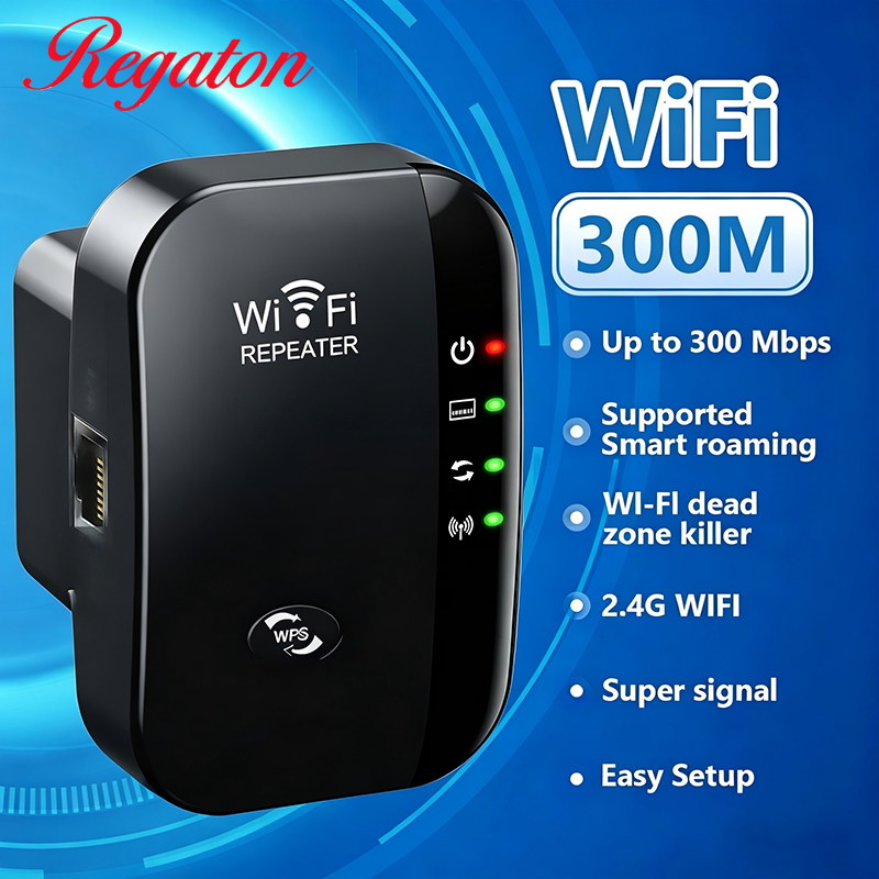 Office Technologies - ワイヤレス300M 2.4GHz WiFiレンジエクステンダー、強力な信号増幅器、便利なセットアップ、家庭やオフィス用のネットワークブースター