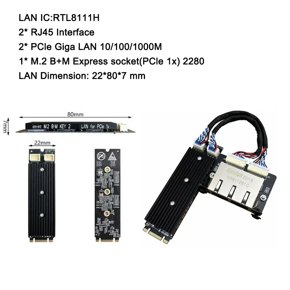 産業用M.2 B+Mキー デュアルポート ギガビットNIC  - Gigabit Network Card のレビューと価格