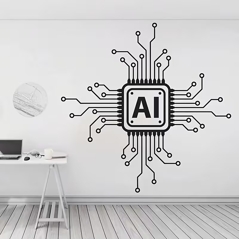 AIテクノロジー回路基板ビニールウォールデカール - 漫画風 - Tech Office Wallpaper のレビューと価格